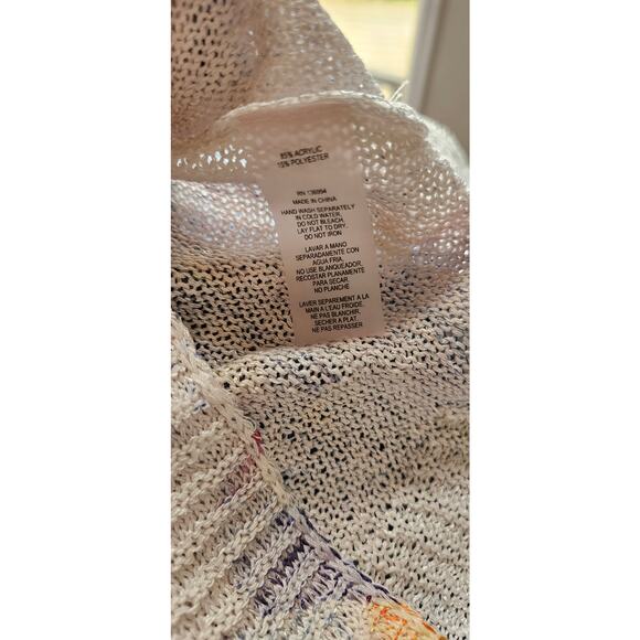 Sioni Floral Semi Sheer Acrylic Blend‎ Knit Pullover Sweater Women Size S Multi - Picture 7 of 7